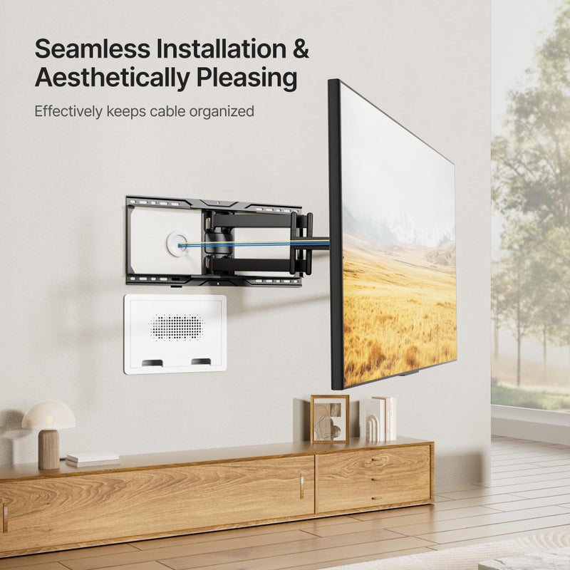 PEGZONE 9" in-Wall Media Box, Recessed Outlet Wall Box, Structured Media Enclosure for One Connect & Network Switches, Works with Fire TV Stick & Samsung -Friendly Cable Management Kit - Image 4