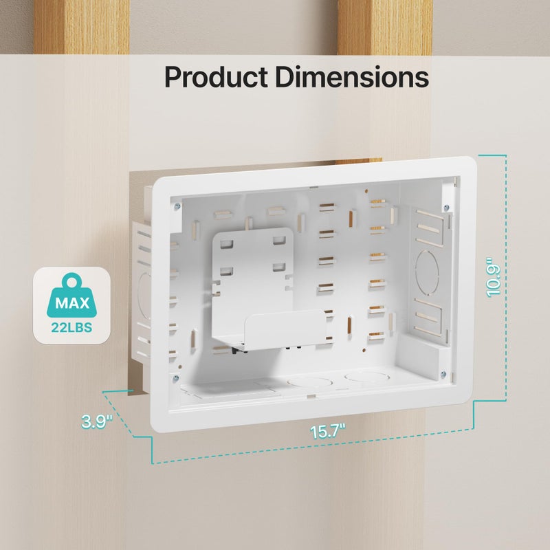 PEGZONE 9" in-Wall Media Box, Recessed Outlet Wall Box, Structured Media Enclosure for One Connect & Network Switches, Works with Fire TV Stick & Samsung -Friendly Cable Management Kit - Image 2