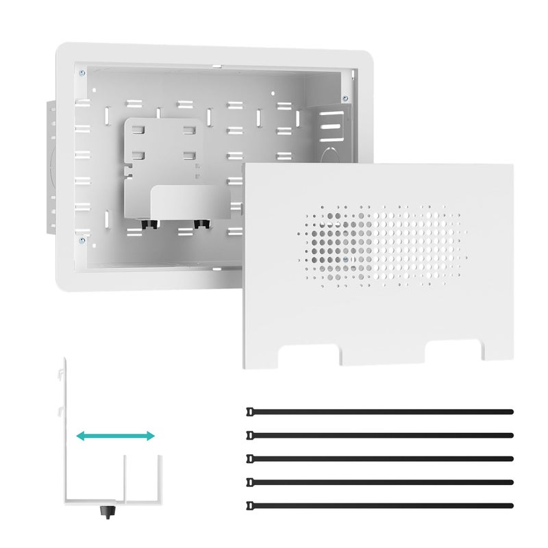 PEGZONE 9" in-Wall Media Box, Recessed Outlet Wall Box, Structured Media Enclosure for One Connect & Network Switches, Works with Fire TV Stick & Samsung -Friendly Cable Management Kit - Image 1