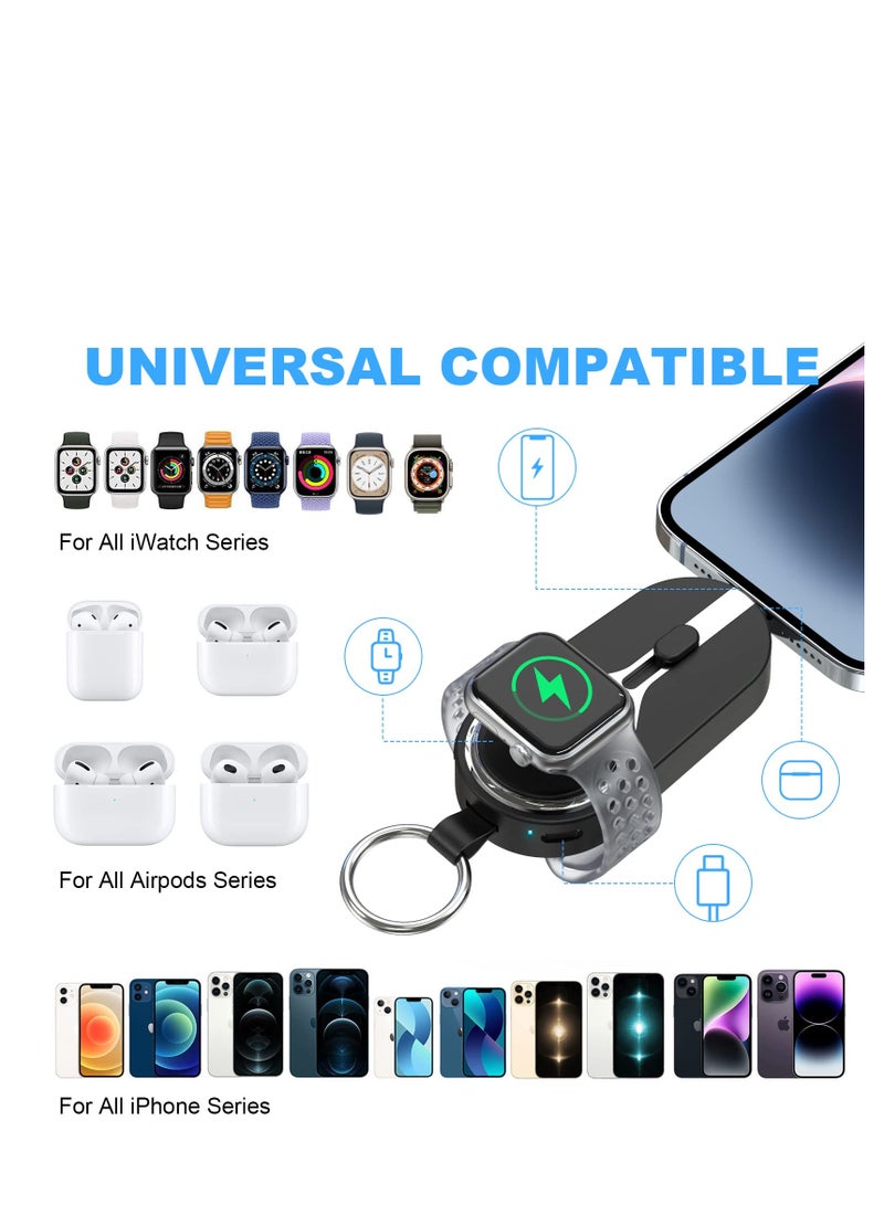LumsAura 2-in-1 Magnetic Wireless Charger for Apple Watch ，2000mAh PowerBank –Compatible with Apple Watch Series 1-10/Ultra1/Ultra 2/SE & MagSafe AirPods Series, Portable Design (Black) - Image 2