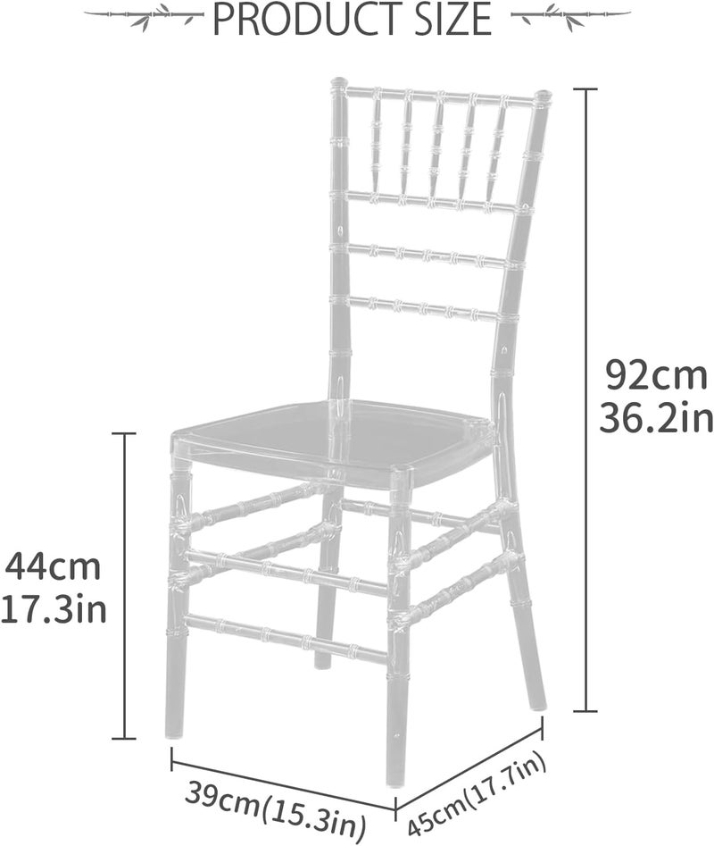 BOOSDEN كرسي شياڤاري أكريليك من بوسدن - قطعتان، كرسي طعام، كراسي تيفاني الأنيقة للمناسبات وحفلات الزفاف - مقاعد مآدب شفافة للمنزل والتجمعات - Image 2
