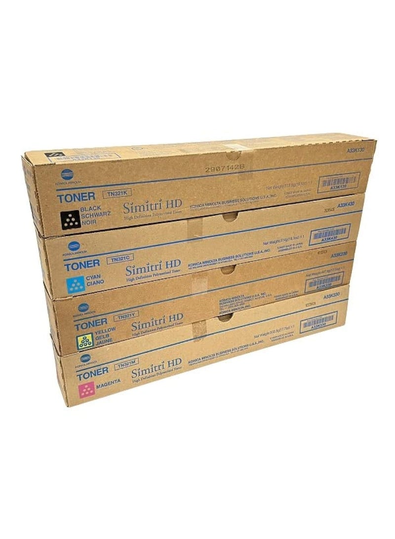Konica-Minolta مجموعة خراطيش الحبر الكاملة كونكا مينولتا بيز هاب TN321 بيز هاب C224 C224e C284 C284e C364 C364e - Image 1