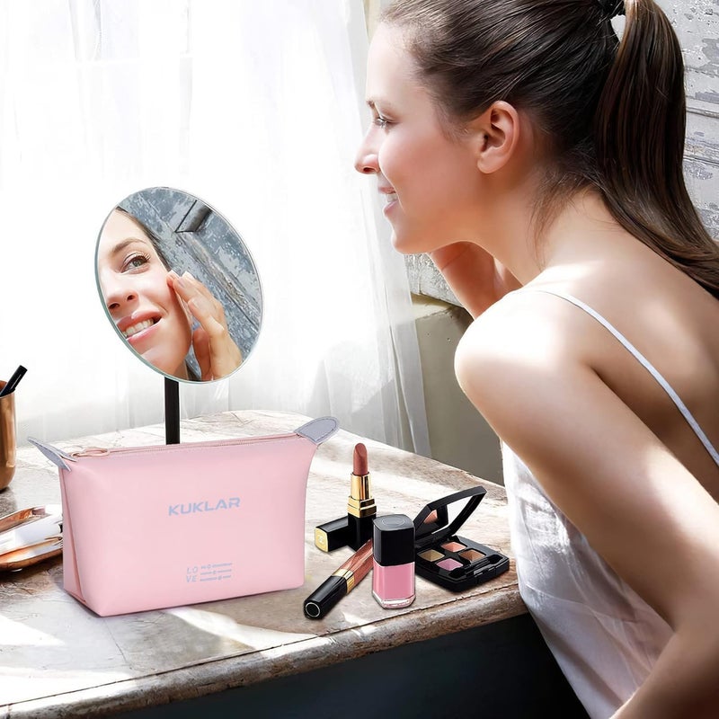 KUKLAR Small Pouch Toiletry Bag for Women Waterproof Makeup Pouch for Purse Travel Portable Zip Pouch Aesthetic Bag Pack of 2 (Pink) - Image 4