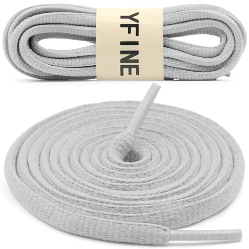 YFINE Oval Sports Shoe Laces: 2 Pairs 31 Inch Grey Half Round Shoelaces for Sneaker Athletic Shoes - Image 2