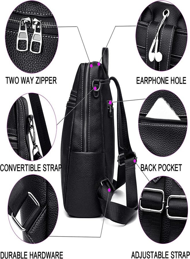 TrueArch Women's Fashion Backpack Casual Convertible Daypacks Satchel Handbags Multipurpose Bag (Black) - Image 3