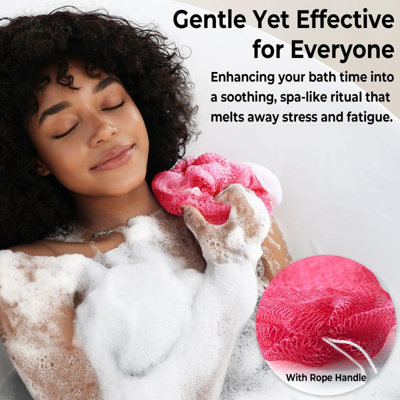 RelaxScene Loofah Sponge African Net Authentic - 2 Pieces Real African Exfoliating Sponge with Knots - African Net Wash Cloths for Body Scrubber Exfoliator Purple & Pink - Back Scrub for Shower Bath Accessories - Image 4