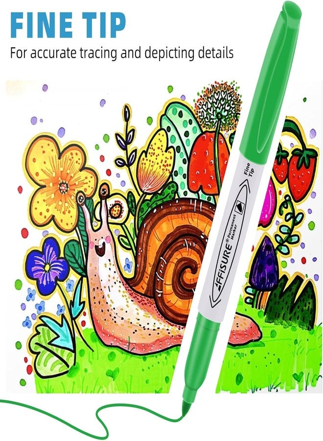 Affisure Permanent Markers Assorted Colors Set, 12 Colored Markers 12 Pack, Fine Point，Works on Wood, Plastic, Metal, and More, for Adults, Artist, Teacher, Kids - Image 3