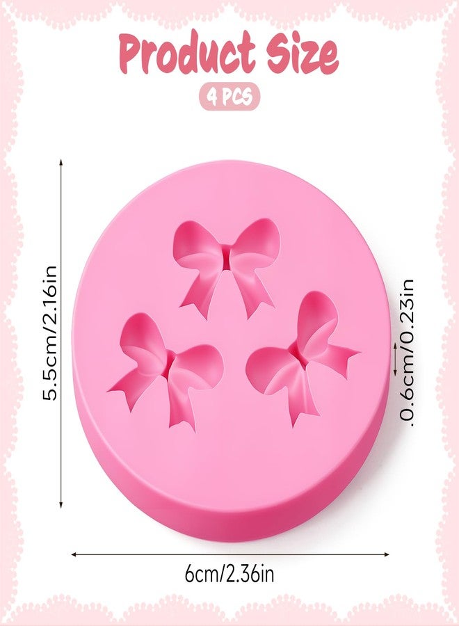 Zelphvt 4 Pcs Bow Molds for Chocolate, Bow Silicone Mold Silicone Fondant Molds for DIY Desserts Cupcake Topper Paste Polymer Clay - Image 2