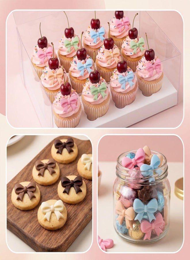 Zelphvt 4 Pcs Bow Molds for Chocolate, Bow Silicone Mold Silicone Fondant Molds for DIY Desserts Cupcake Topper Paste Polymer Clay - Image 5
