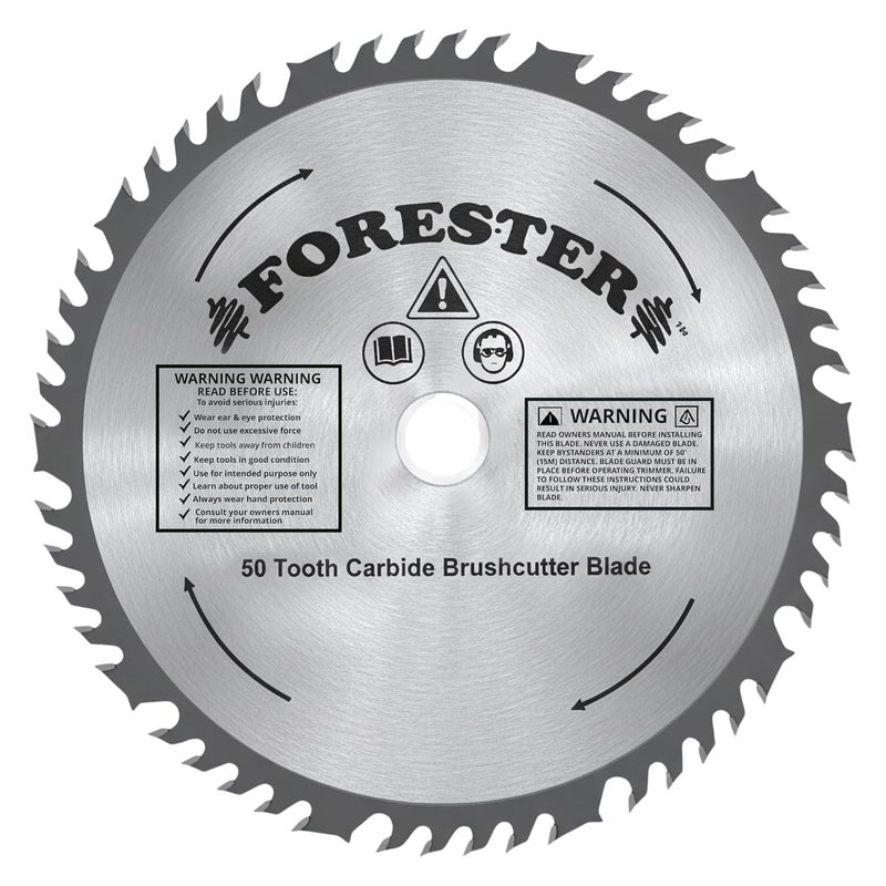 FORESTER Carbide Tip Brush Cutter Blade - 9in x 50 Teeth | Fits Most Straight Shaft Trimmers | Conversion Kit Sold Separately - Image 1