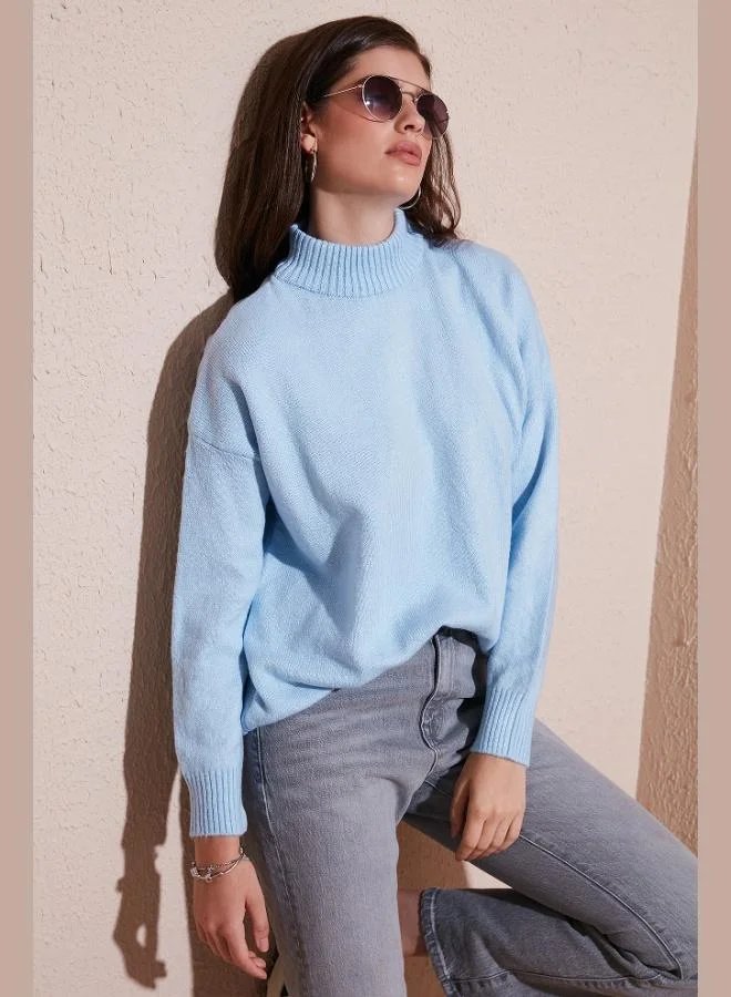 Lela Lela Premium Oversize Fit Turtleneck Soft Textured Knitwear Sweater Women's SWEATER 680KZ00469