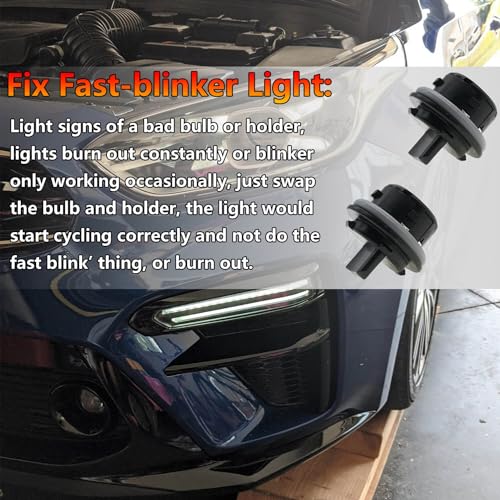 BSNOVT 2PCS Front Turn Signal Lamp Socket 92166-3K000,Car Headlight Turn Signal Light Bulb Plug Socket Holder Compatible with KIA 2007-2019 and Hyundai 2006-2018,OEM# 92166-3K000,921663K000 - Image 4