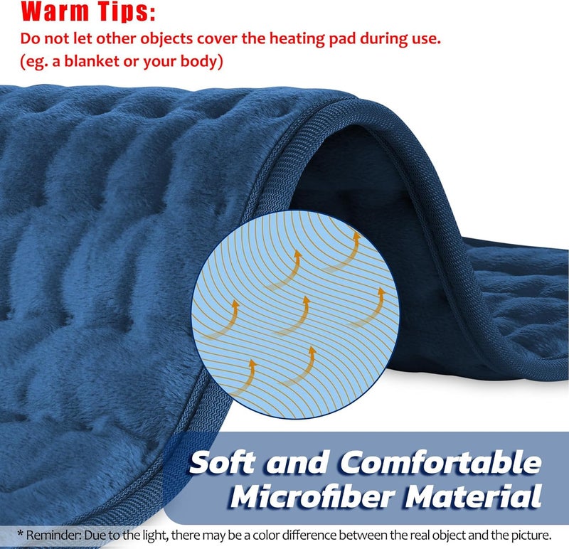 Infi Extra Large Orthopaedic Electric Heating Pad for Back Pain + Period Cramps Relief | EXTRA LARGE SIZE | 3 Level Temperature Controller | Pain Relief Heating Belt with Temperature Controller for Lower Back, Knee, Shoulder, Cramps, and Neck Pain Relief | Velvet Blue - Image 5