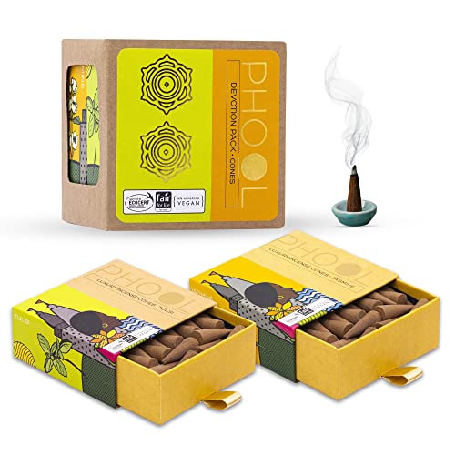 PHOOL LUXURY INCENSE بخور فخامة فهول - عبوة تكريس من 2 - تولسي وياسمين | بخور خاص للعبادة | 80 عود بخور و2 حامل بخور مجاني داخل العبوة - Image 1