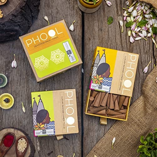 PHOOL LUXURY INCENSE بخور فخامة فهول - عبوة تكريس من 2 - تولسي وياسمين | بخور خاص للعبادة | 80 عود بخور و2 حامل بخور مجاني داخل العبوة - Image 2