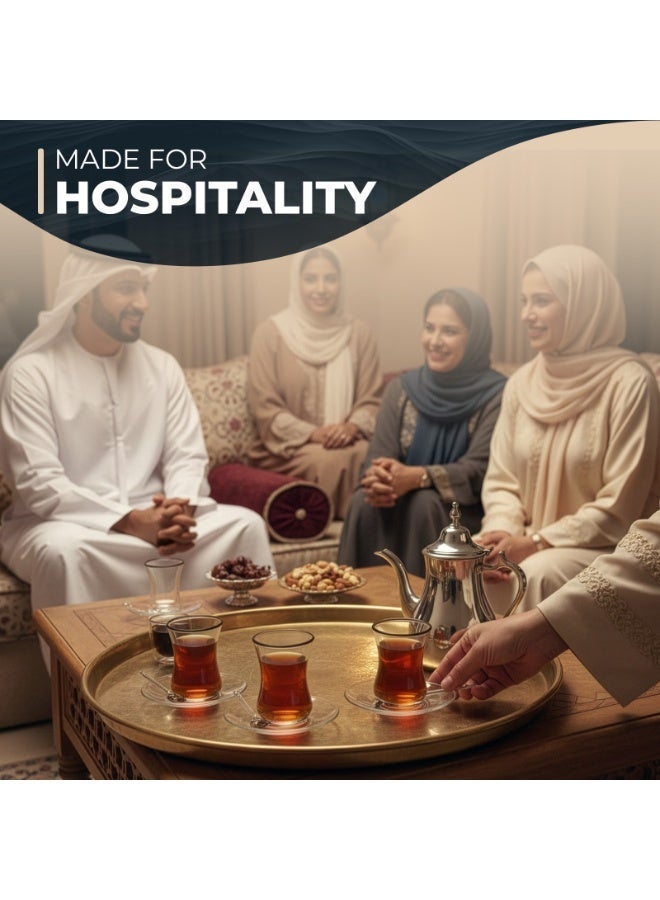 BLACKSTONE TS860 Double Wall Estikana Tea Glass Set 12pcs 100ml with Saucers Borosilicate Heat Resistant Cups - Image 3