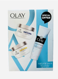 Olay Natural aura Beauty Box : Face Wash 100g + Day Cream 50g + Night Cream 50g  - Image 1