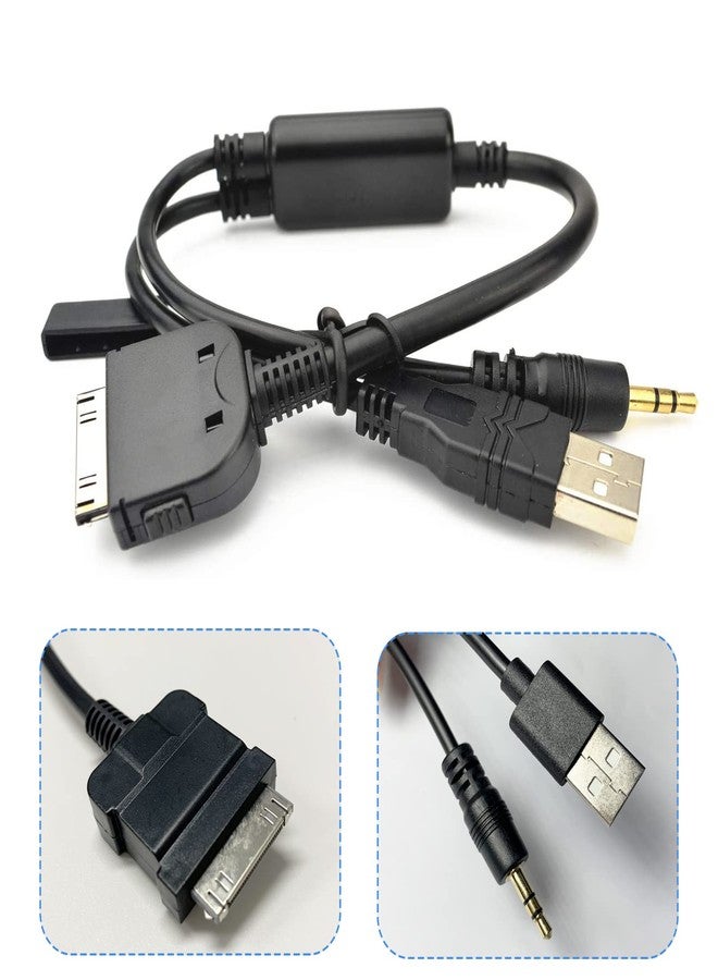 LODMOD Klevery Car AUX Y Cable Compatible for BMW, Audio Music Interface to 3.5mm Male Jack & USB Adapter Cord for i Pod i Phone 4s - Image 2