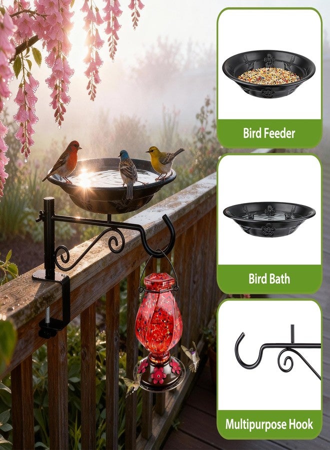 BOLITE Balcony Bird Feeder, BOLITE Hanging Bird Bath Outdoors Deck Mounted with Garden Decorative Hook for Hanging Planters, Lanterns, Wind Chimes, Gifts for Women Men - Image 3