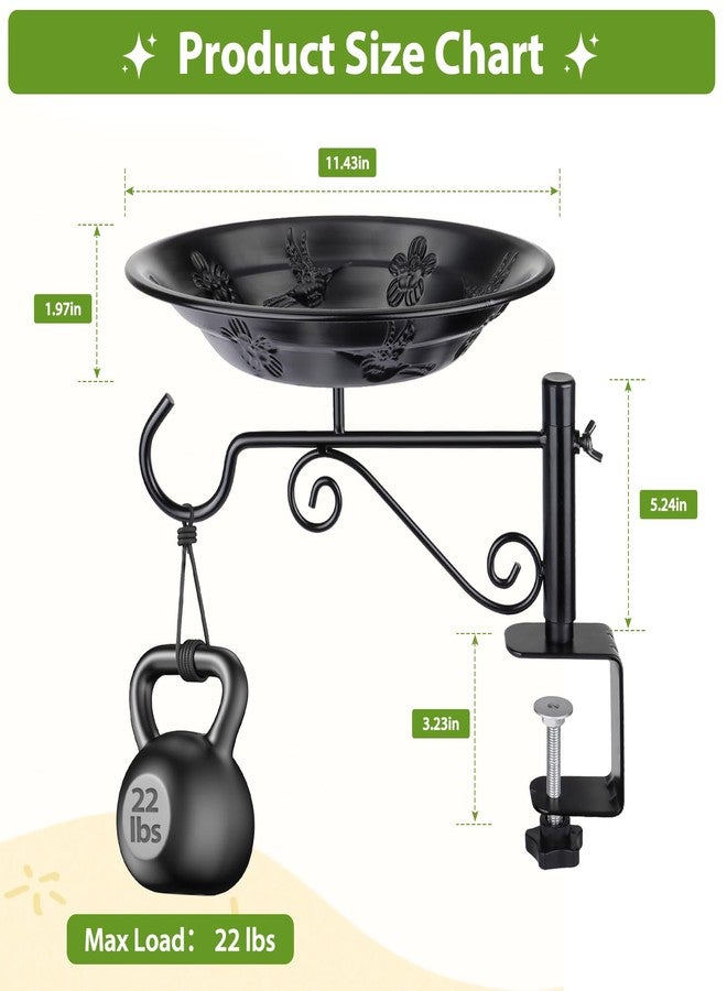 BOLITE Balcony Bird Feeder, BOLITE Hanging Bird Bath Outdoors Deck Mounted with Garden Decorative Hook for Hanging Planters, Lanterns, Wind Chimes, Gifts for Women Men - Image 4