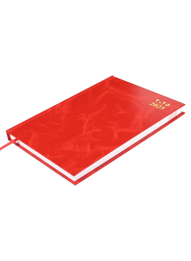FIS 2025 Agenda Diary Arabic/English Vinyl Hard Cover, Red - FSDI75AEV25RE - Image 1