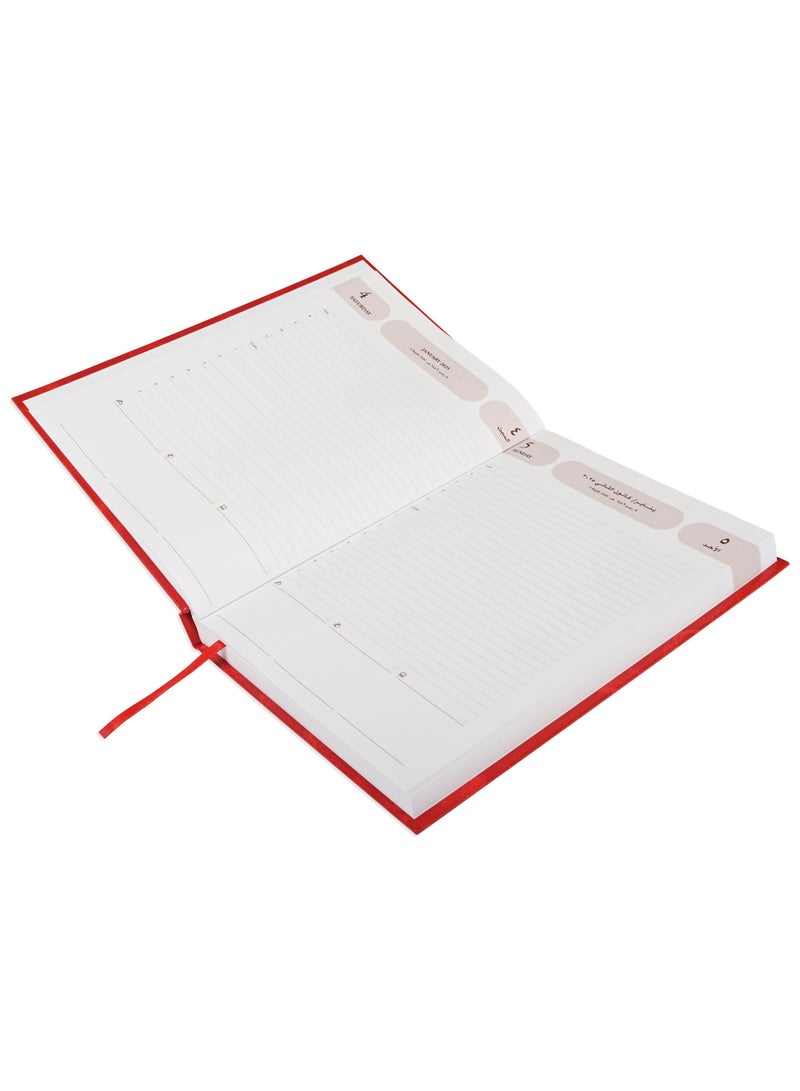 FIS 2025 Agenda Diary Arabic/English Vinyl Hard Cover, Red - FSDI75AEV25RE - Image 2