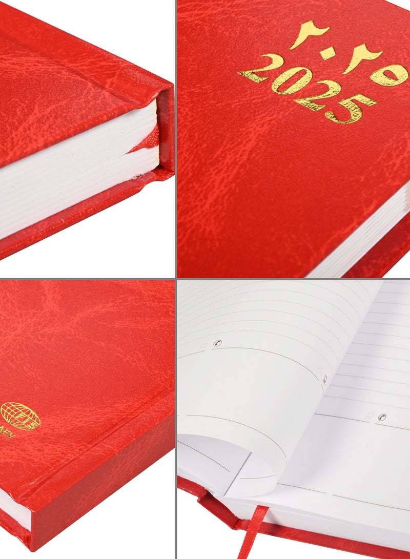 FIS 2025 Agenda Diary Arabic/English Vinyl Hard Cover, Red - FSDI75AEV25RE - Image 3