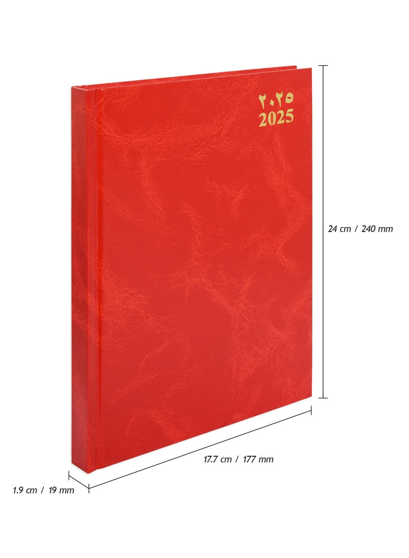 FIS 2025 Agenda Diary Arabic/English Vinyl Hard Cover, Red - FSDI75AEV25RE - Image 4