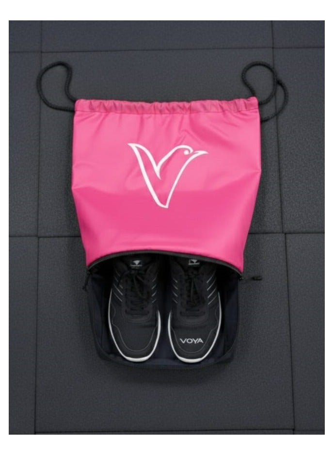 Voya Sport Drawstring Backpack – Pink & Black - Image 2