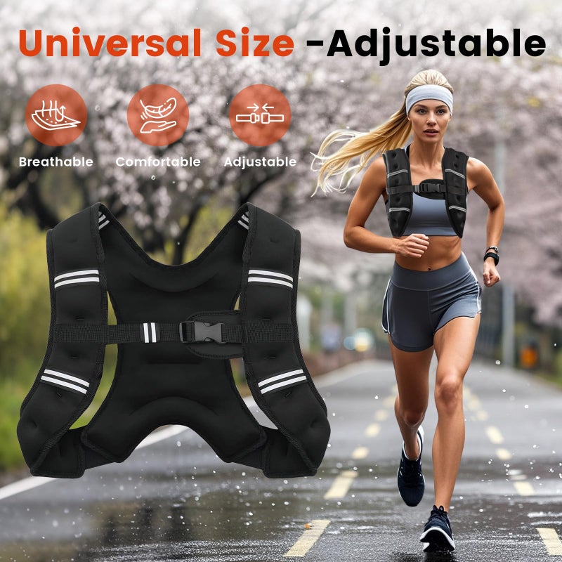 Poudee Weighted Vest, 8LB Weight Vest for Men Women, Body Weight Vests Adjustable with Reflective Stripe for Strength Training, Running, Training Workout, Jogging, Walking - 8LB - Image 4
