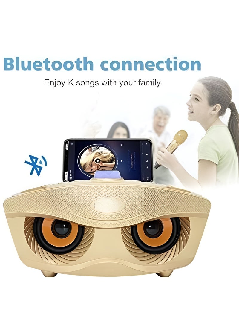 Dual Wireless Karaoke with 2 Microphone 30W Karaoke Player Dual Bluetooth 4.2 Speaker Family KTV Stereo Mic Big Sound Speaker With 2 Wireless Microphones Gold - Image 5