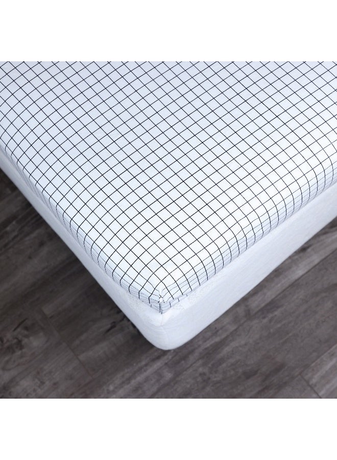 Home Box Malta Striped Printed Cotton Single Fitted Sheet 200 x 33 x 90 cm - Image 5