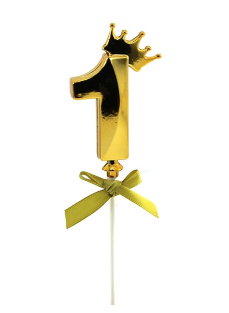 AL QADAH - PLASTIC CAKE TOPPER NUMBER [1] 20CM.GOLDEN COLOR - Image 1