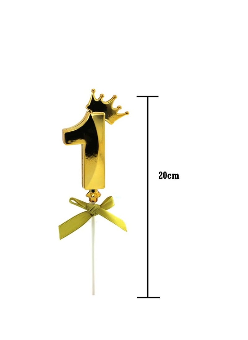 AL QADAH - PLASTIC CAKE TOPPER NUMBER [1] 20CM.GOLDEN COLOR - Image 1