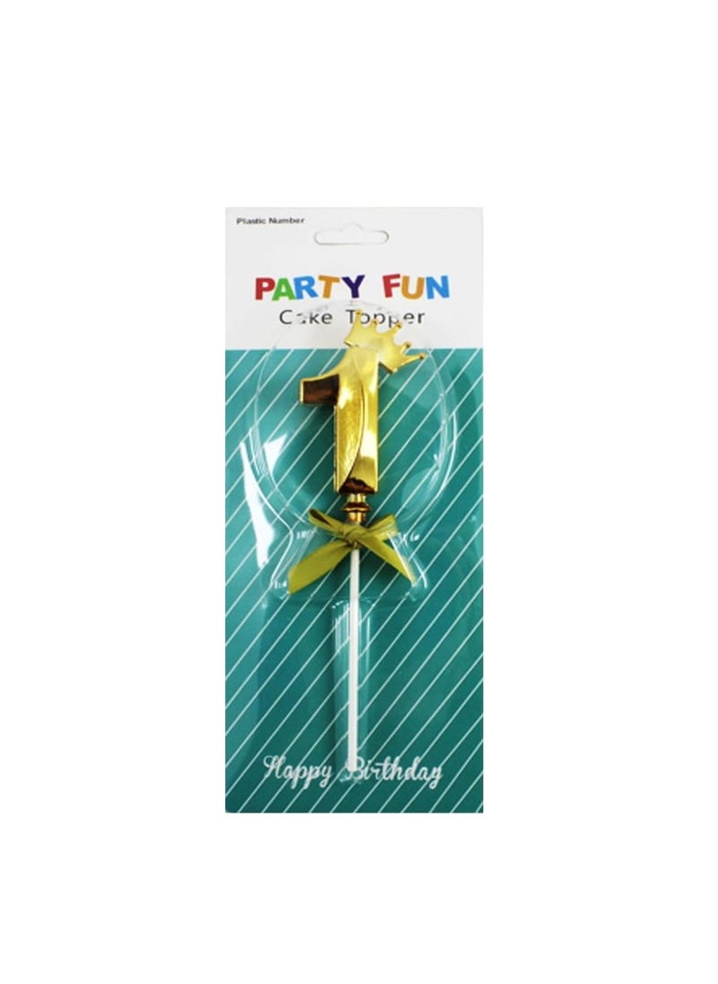 AL QADAH - PLASTIC CAKE TOPPER NUMBER [1] 20CM.GOLDEN COLOR - Image 1