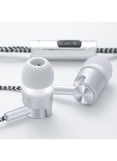 Nylon Rope Earphone Woven Wiring Wear-resistant In-ear Earphone For Apple Android Huawei Xiaomi Mobile Phone-Color:Silver