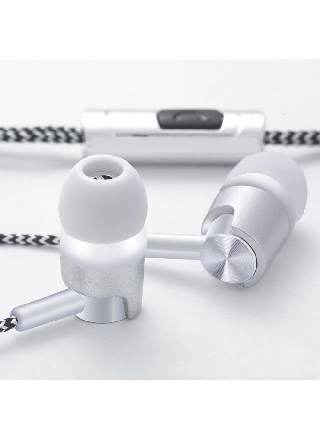 Generic - Nylon Rope Earphone Woven Wiring Wear-resistant In-ear Earphone For Apple Android Huawei Xiaomi Mobile Phone-Color:Silver - Image 1