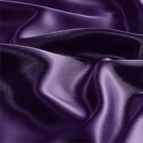 GO WELL solid Satin Silk Pillow Covers Pack of 2 for Hair and Skin-with Satin Scrunchies for Women Stylish|Satin Pillow Cover|scrunchies for Women 3-Piece|Silk Pillow case(Darkpurple) 600TC - Image 4