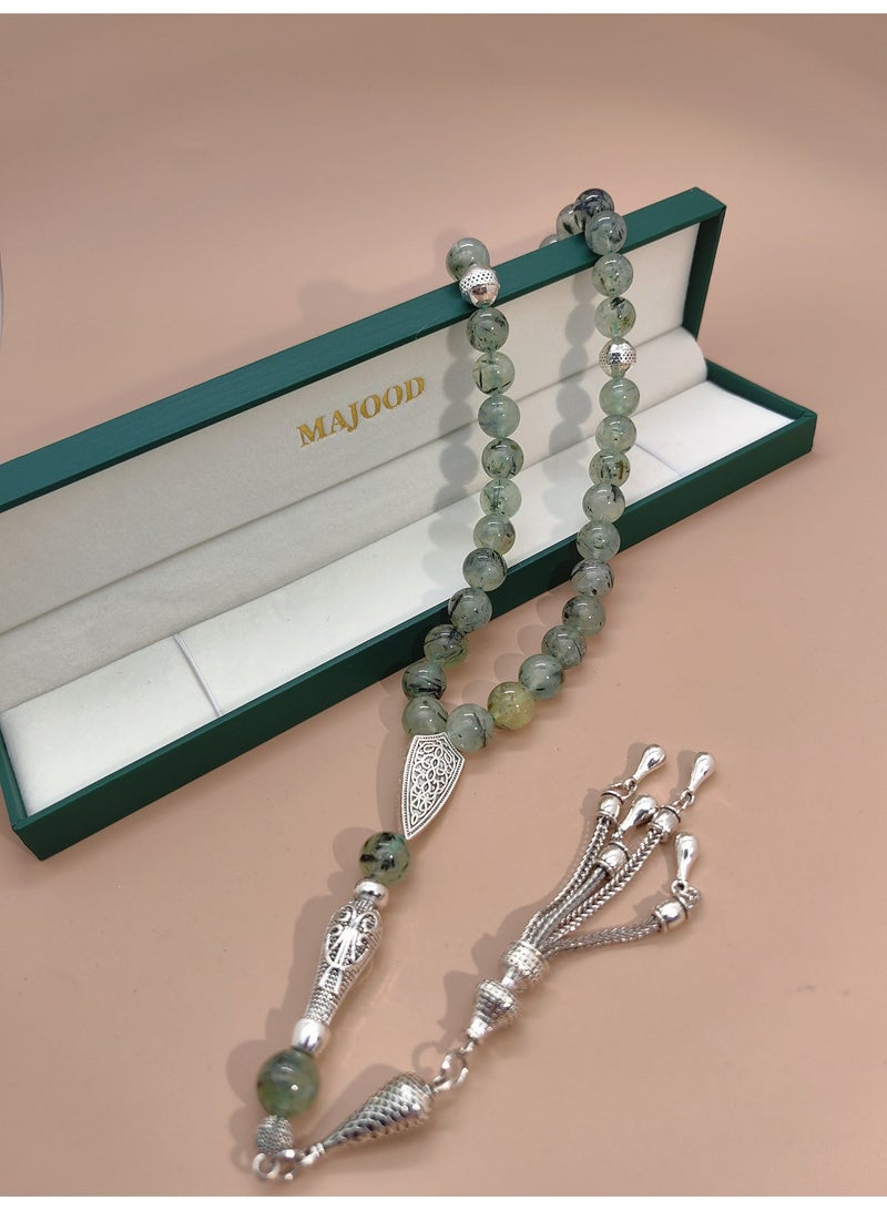 MAJOOD 33 Real Prehnite Prayer Beads/Tasbih/10MM/For Men and Women/Ramadan Gift - Image 3