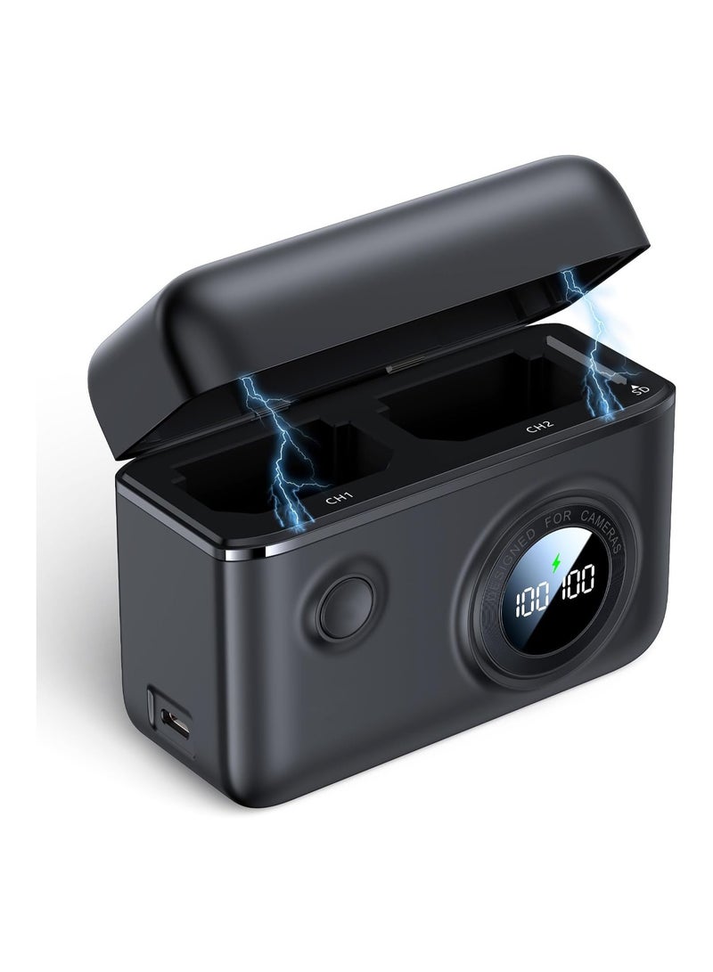 General NP-FW50 Dual Camera Battery PD 18W Fast Charger, Compatible with Sony Alpha A6000, A6500, A7, A7 II, A7S I, Smart Digital Display, Magnetic Snap Cover  - Image 1