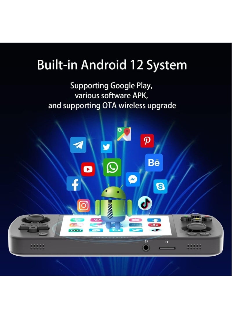 ANBERNIC  - RG405M Retro Handheld Game, Aluminum Alloy Shell, Android 12 System, Comes with 128G TF Card 3172 Games Preloaded, 4-inch IPS Touch Screen (128GB+128GB, Black) - Image 1