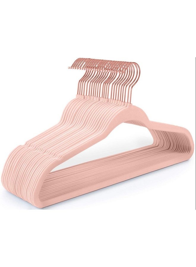 ARLICORPING Velvet Hangers Non-Slip Premium Suit Hangers Ultra Thin Space Saving 360 Degree Swivel Hook Clothes Hangers (Pink, 50) - Image 1
