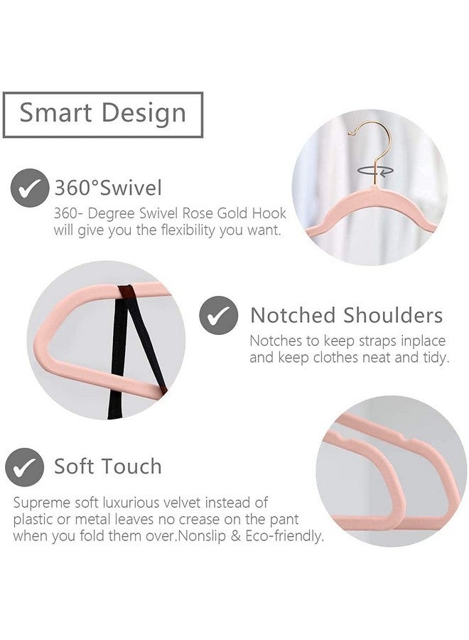 ARLICORPING Velvet Hangers Non-Slip Premium Suit Hangers Ultra Thin Space Saving 360 Degree Swivel Hook Clothes Hangers (Pink, 50) - Image 2