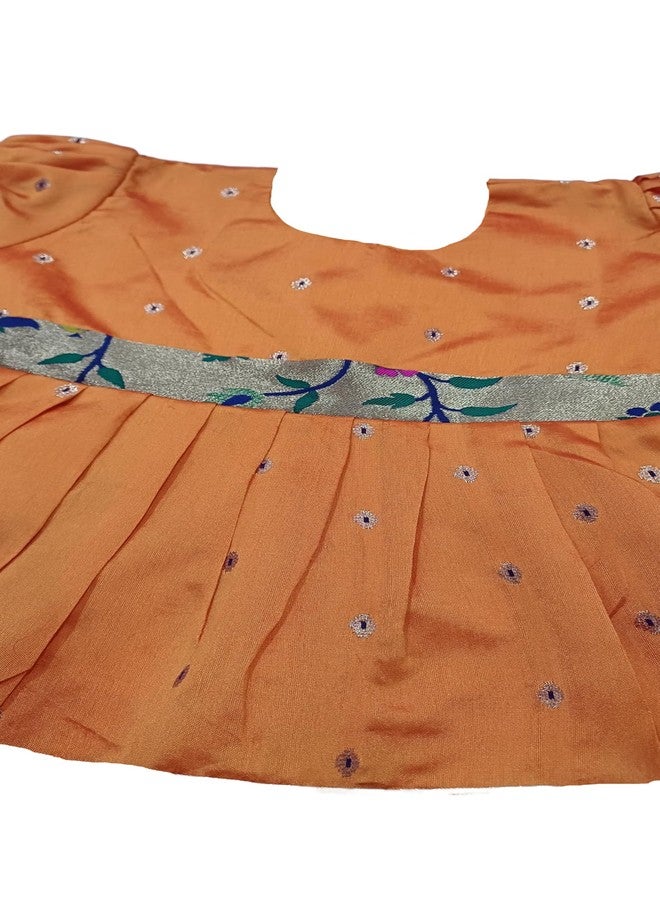 Luster Frock taffata-Paithani Age (0 to 5) (6-12 Months, Orange) - Image 5