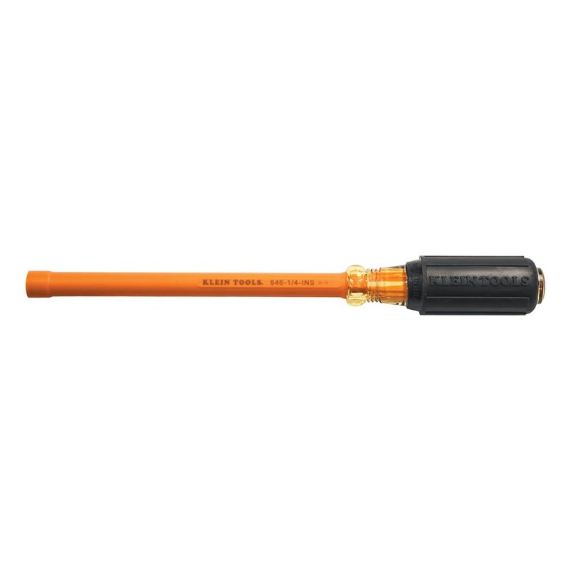 Klein Tools 64614INS Insulated 14Inch Nut Driver Made in USA 6Inch Hollow Shaft and Cushion Grip Handle