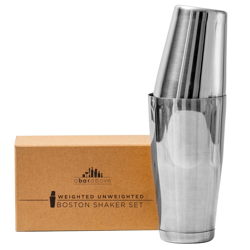 A Bar Above Professional Boston Shakers Set - 18Oz Weighted & Unweighted Cocktail Shaker Set For Bartenders - Pro Bar Shaker Made From Premium Stainless Steel 304. Essential Bar Tools For Drink Making - Image 1