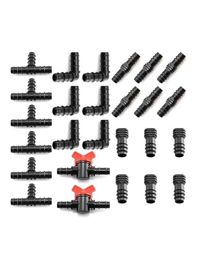 Generic Irrigation Fittings Kit Water Drip Irrigation Kit for 1/2" Tubing 2 Switch Valves, 6 Couplings, 6 Tees, 6 Elbows and6 End Cap Plugs