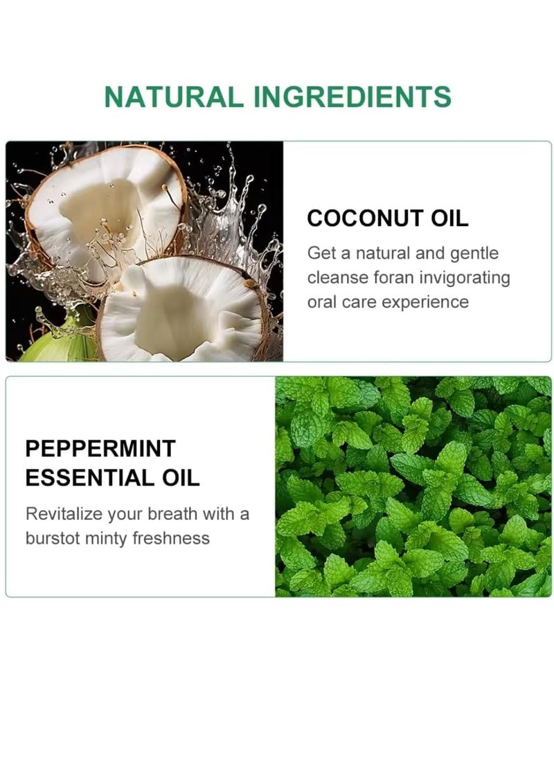 lakerain - 100ml Coconut Oil and Peppermint Oil Pulling Whitening Mouthwash Teeth Whitening Oil Pulling Mouthwash Natural Coconut Oil Pulling for Healthier Teeth and Gum Fresh Breath With 7 Natural Pulling Oil - Image 1