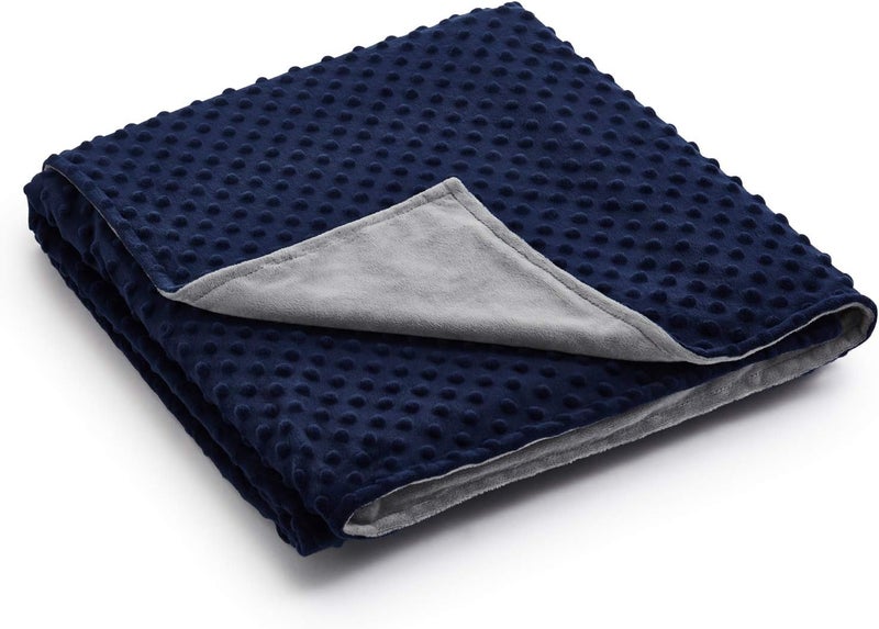 RelaxBlanket 48''x72'' Duvet Cover for Weighted Blanket | Premium Super Soft Minky Dot | Grey/Navy - Image 1