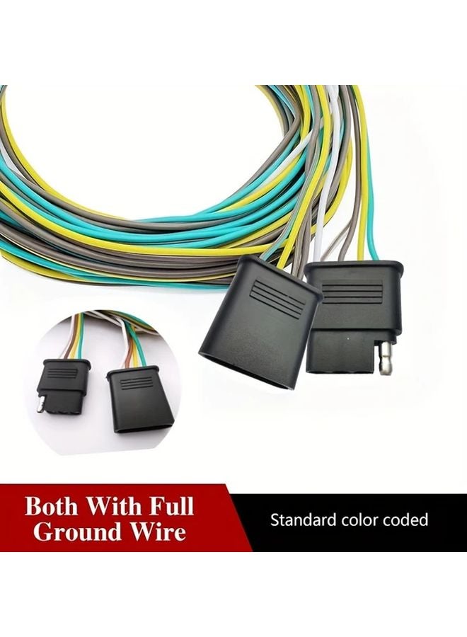 25ft 4 Pin Flat Trailer Wiring Harness Kit 4 Flat Extension Connector For Utility Boat - Image 2